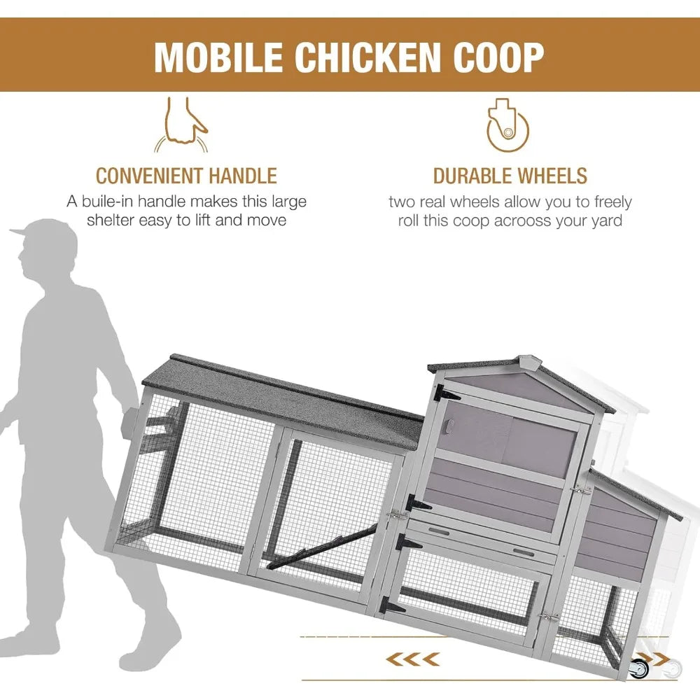 Mobile Chicken Coop With Nesting Box On Casters XL
