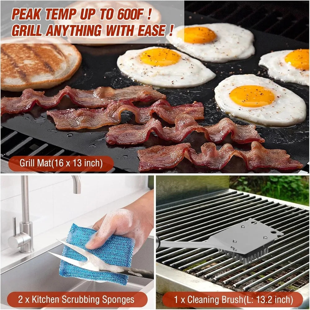 122PCS Premium Stainless Steel BBQ Grill Accessories Set