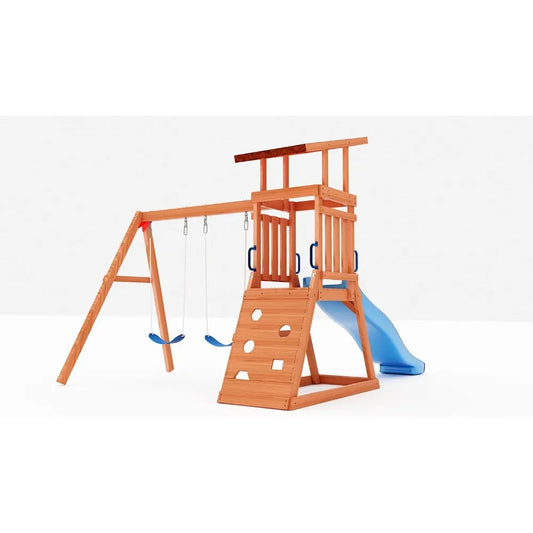 Dolphin Cedar Wooden Outdoor Playset With 6ft Slide