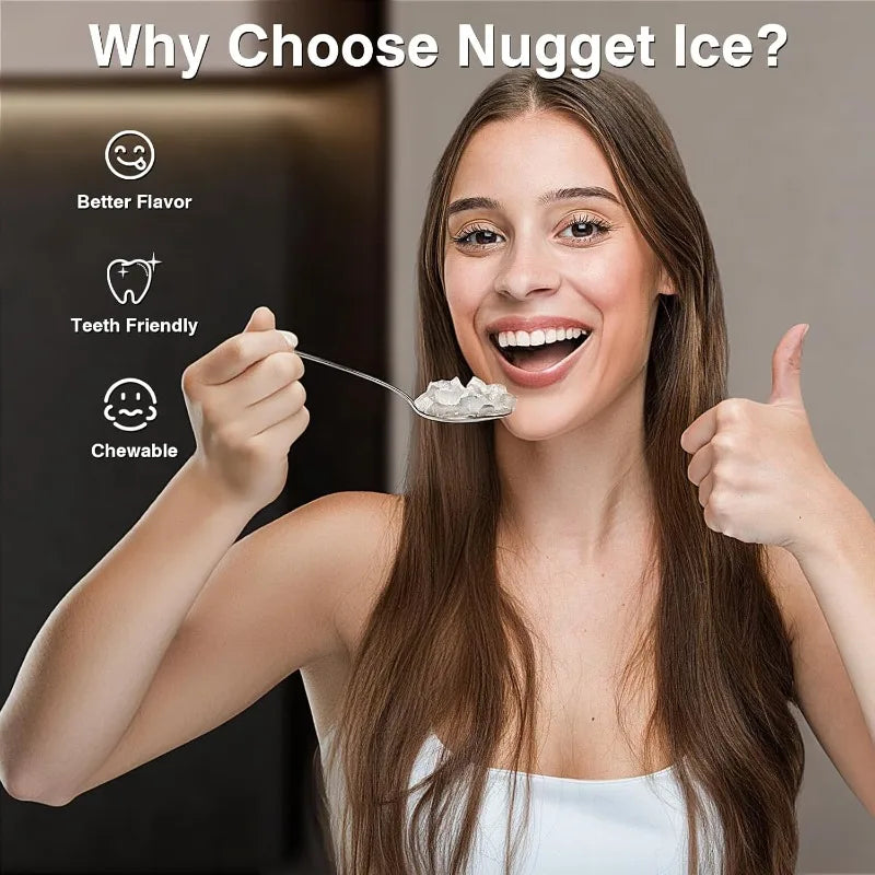 Nugget Ice Maker Countertop with Self-Cleaning Feature
