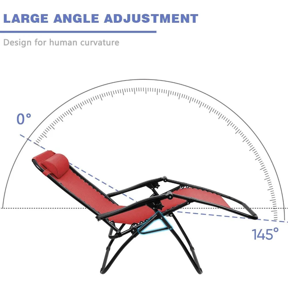 Zero Gravity Patio Chair Folding Outdoor Lounge with Cup Holder