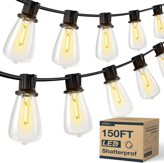 MIMIRGB 150FT LED Outdoor String Lights with Dimmable Waterproof Design