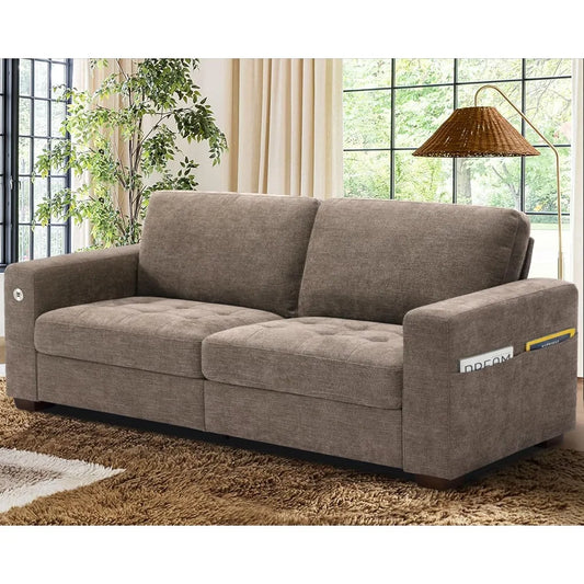 Living Room Chenille Sofa With USB Charging Removable Cover
