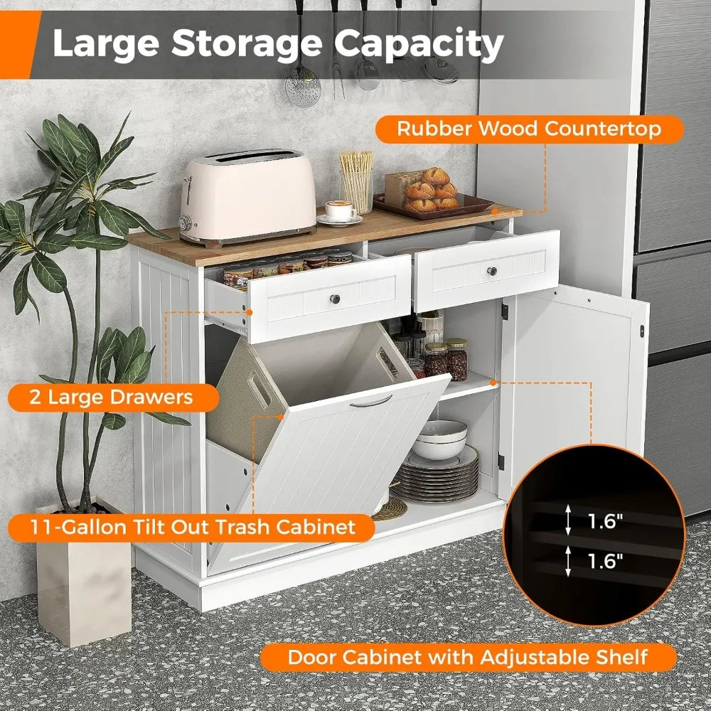 Stylish Tilt Out Trash Cabinet with Adjustable Shelf