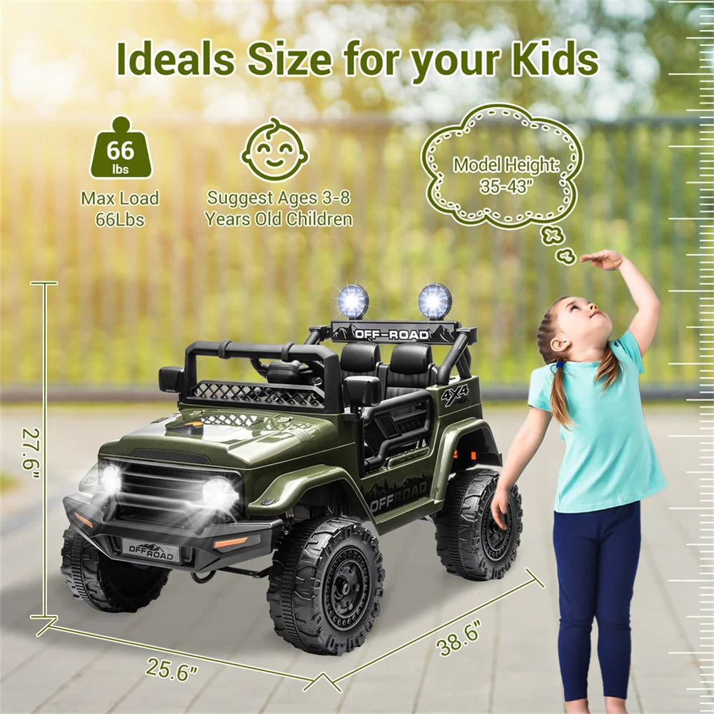 12V Kids Ride On Car Two Seater With Rechargeable Remote