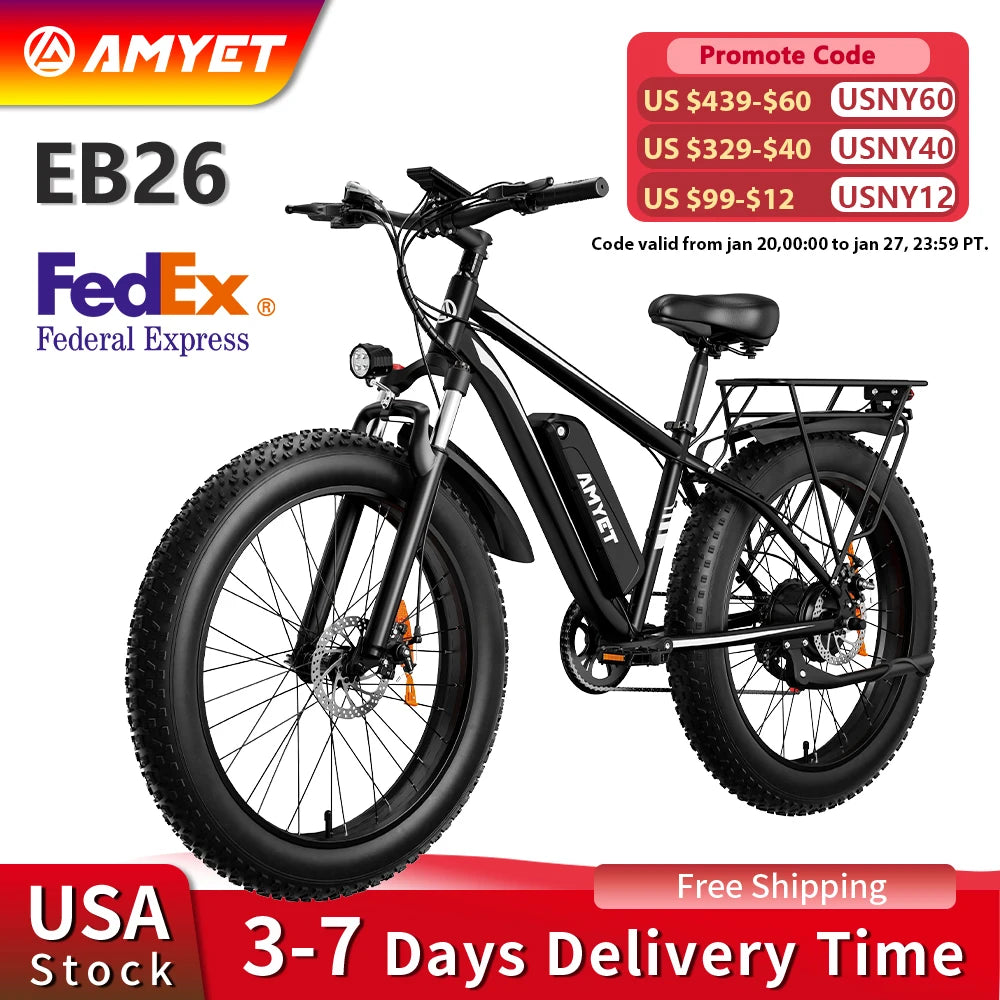 AMYET Electric Bike EB26 with 1500W Motor and Fat Tires