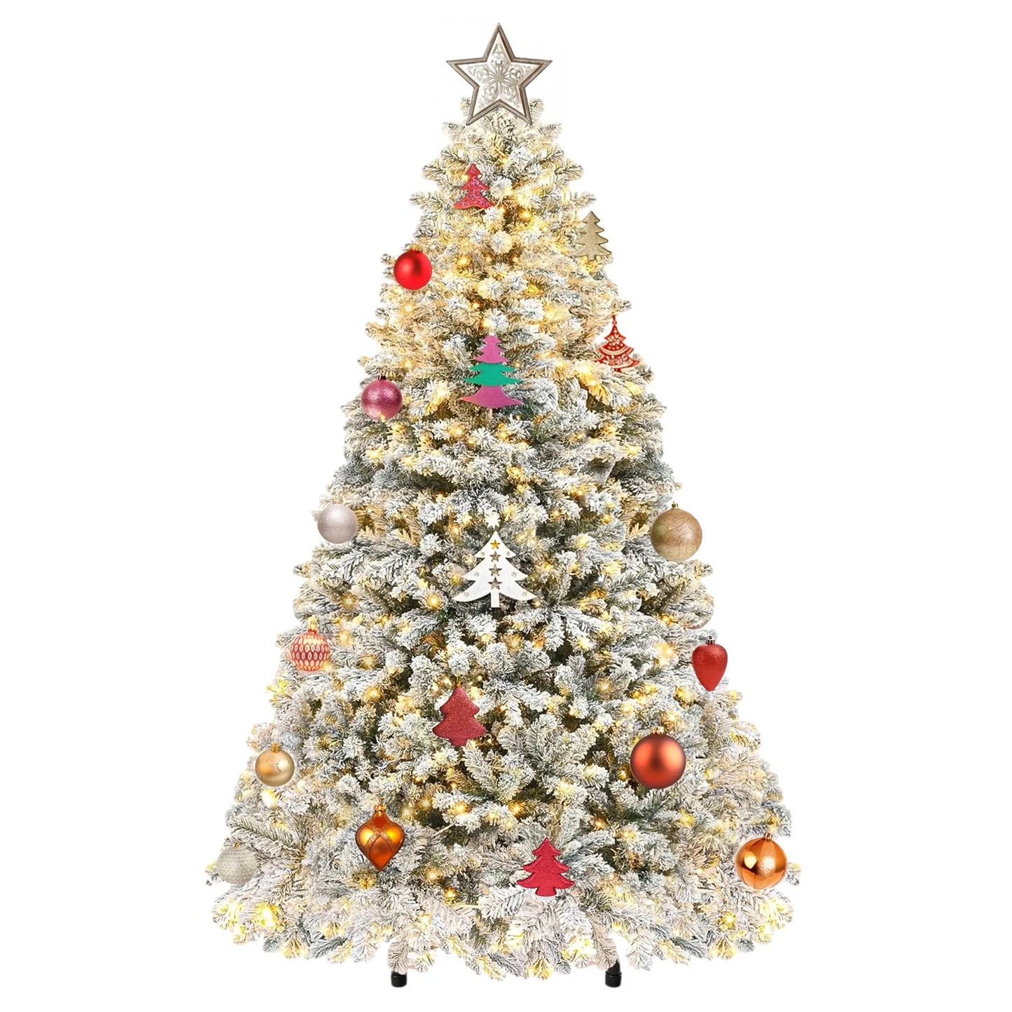 Prelit Snow Flocked 6ft Christmas Tree with Remote Control