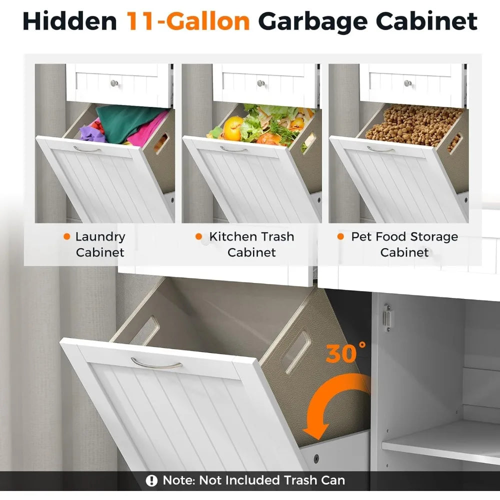 Stylish Tilt Out Trash Cabinet with Adjustable Shelf