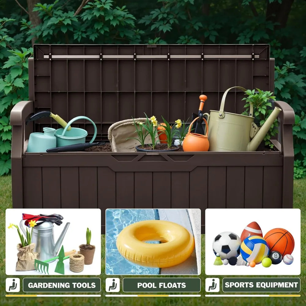 80 Gallon Outdoor Storage Bench with Lockable Hidden Storage