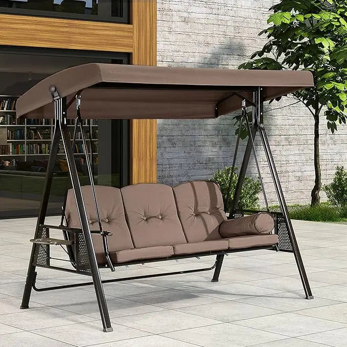 YANYING Deluxe Outdoor Patio Swing with Adjustable Canopy