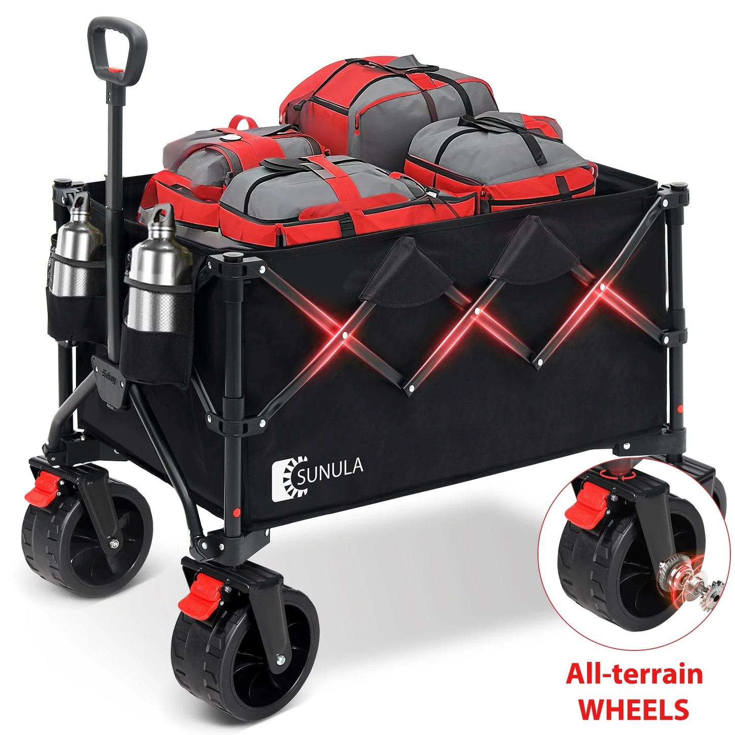 Foldable Wagon With All Terrain Wheels Heavy Duty 330lbs