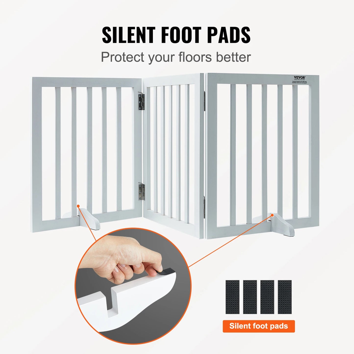 Free Standing Dog Gate Foldable 3 Panels For Narrow Passages