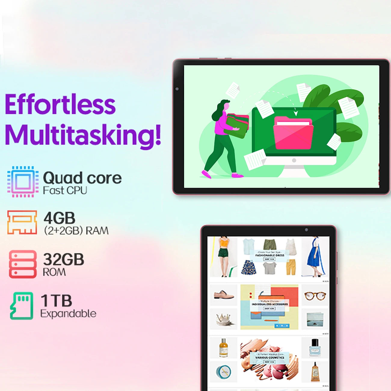 Android Tablet 10 Inch Quad Core 4GB 6000mAh Battery Life