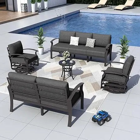 Aluminum Patio Furniture Set with Swivel Chairs for Modern Style