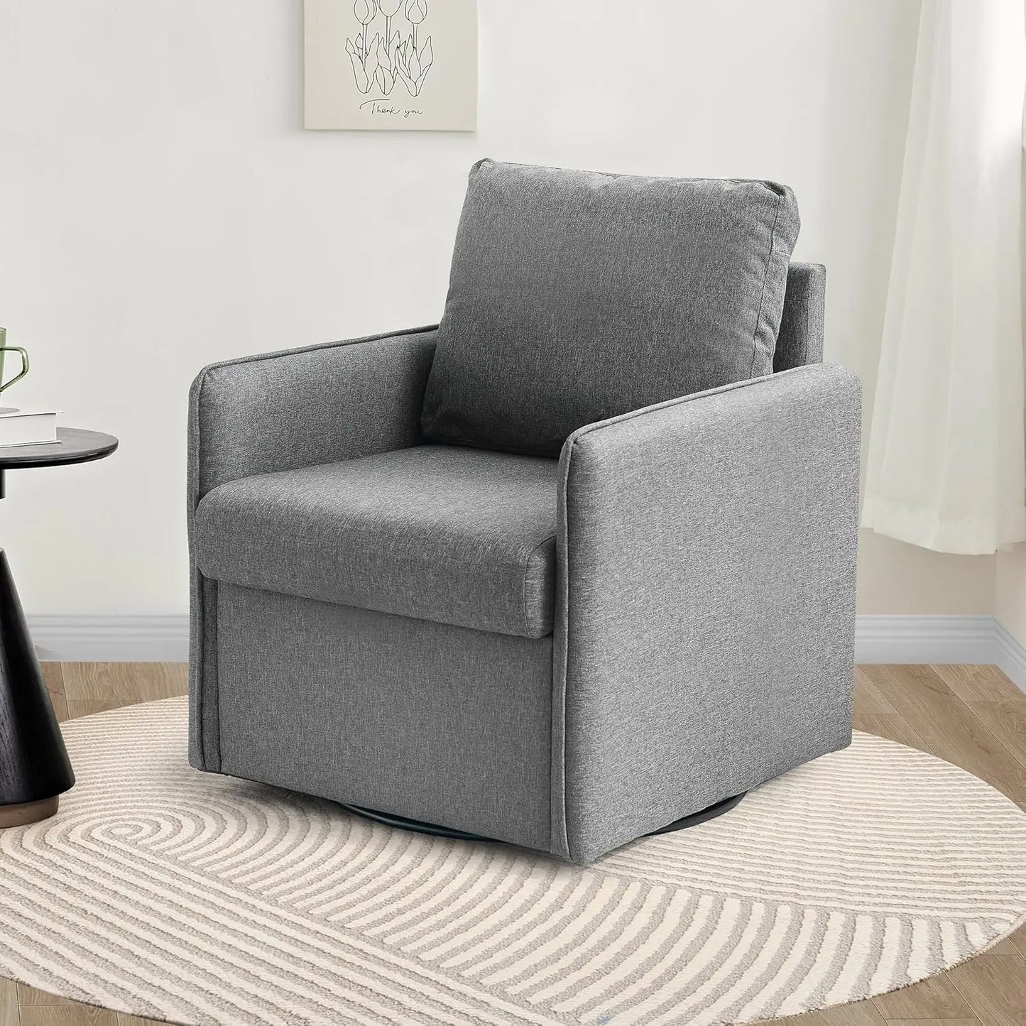 Redlife Upholstered Swivel Chair With Storage And Plush Back