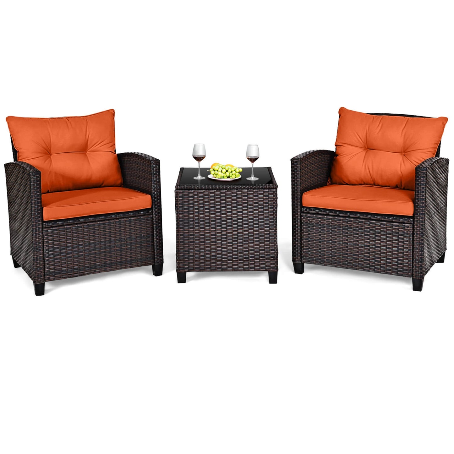 HOMASIS 3 Piece Outdoor Rattan Furniture Set for Stylish Comfort