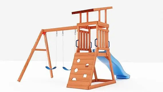 Dolphin Cedar Wooden Outdoor Playset With 6ft Slide