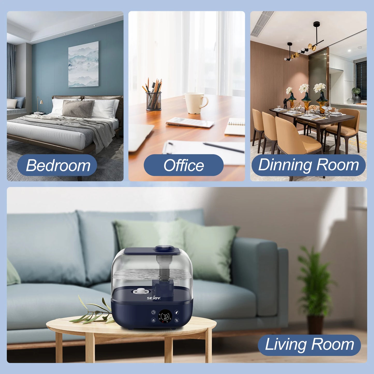 Sejoy 5L Large Room Humidifier With Aromatherapy Diffuser
