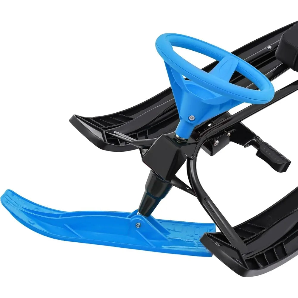 Snow Racer Sled with Steering Wheel and Twin Brakes