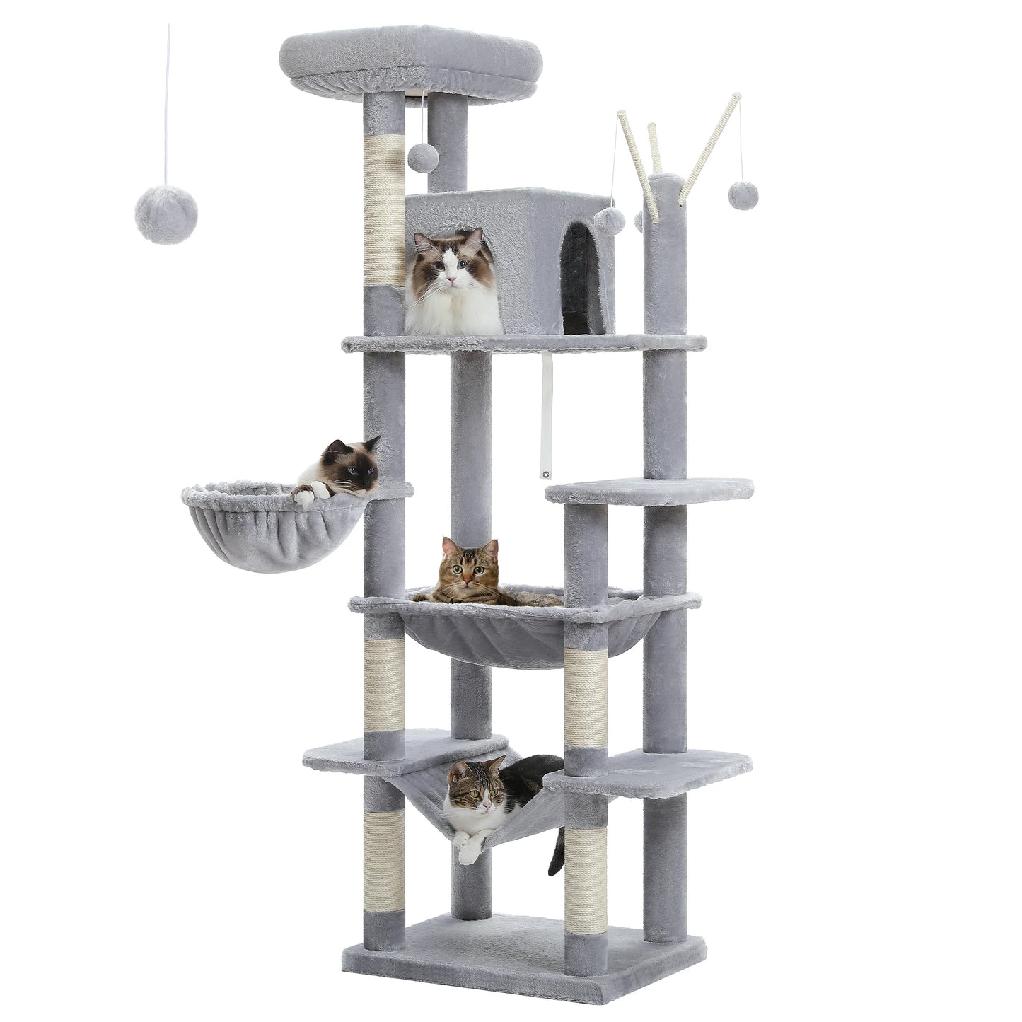 Large Cat Tree with Plush Condo and Scratching Posts