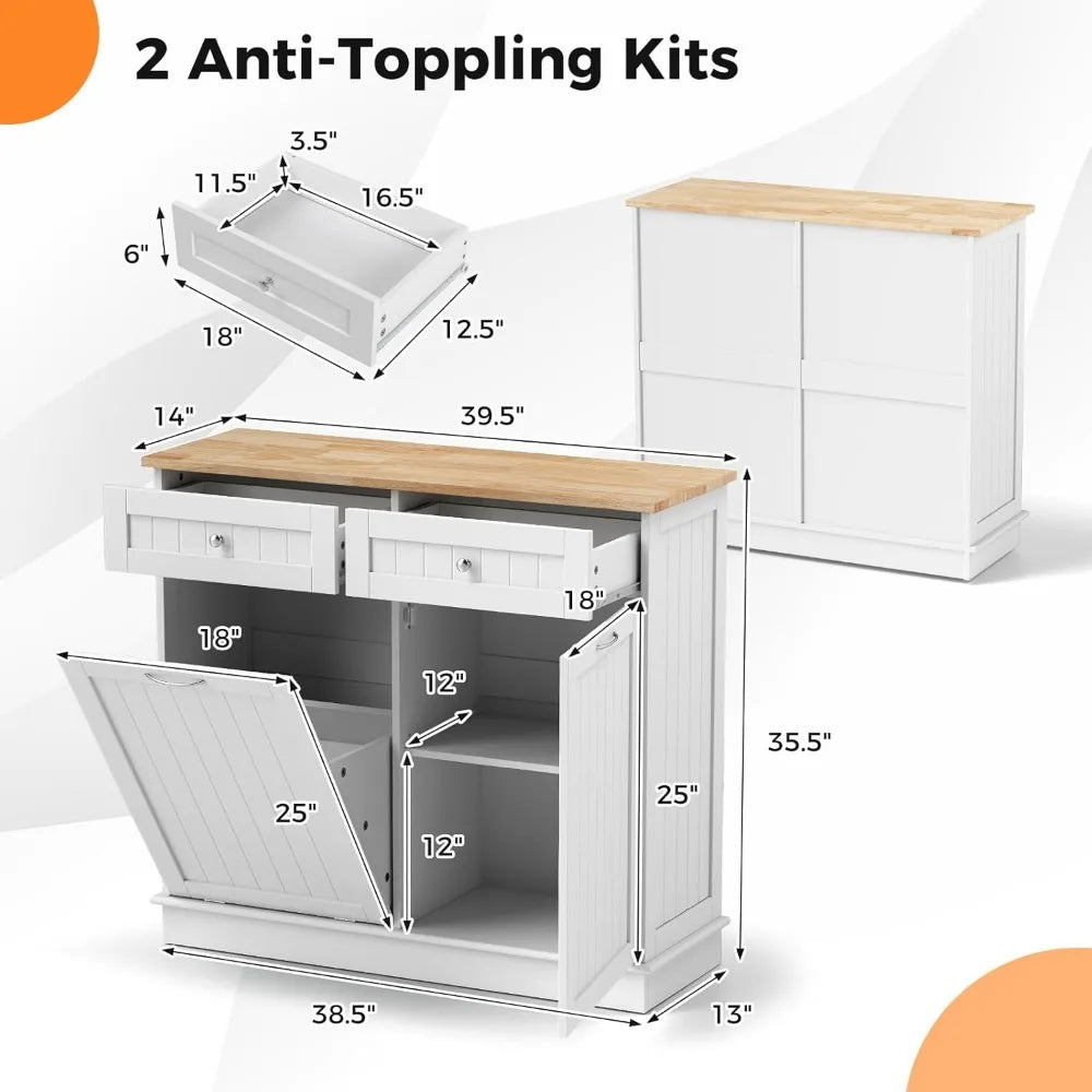 Stylish Tilt Out Trash Cabinet with Adjustable Shelf