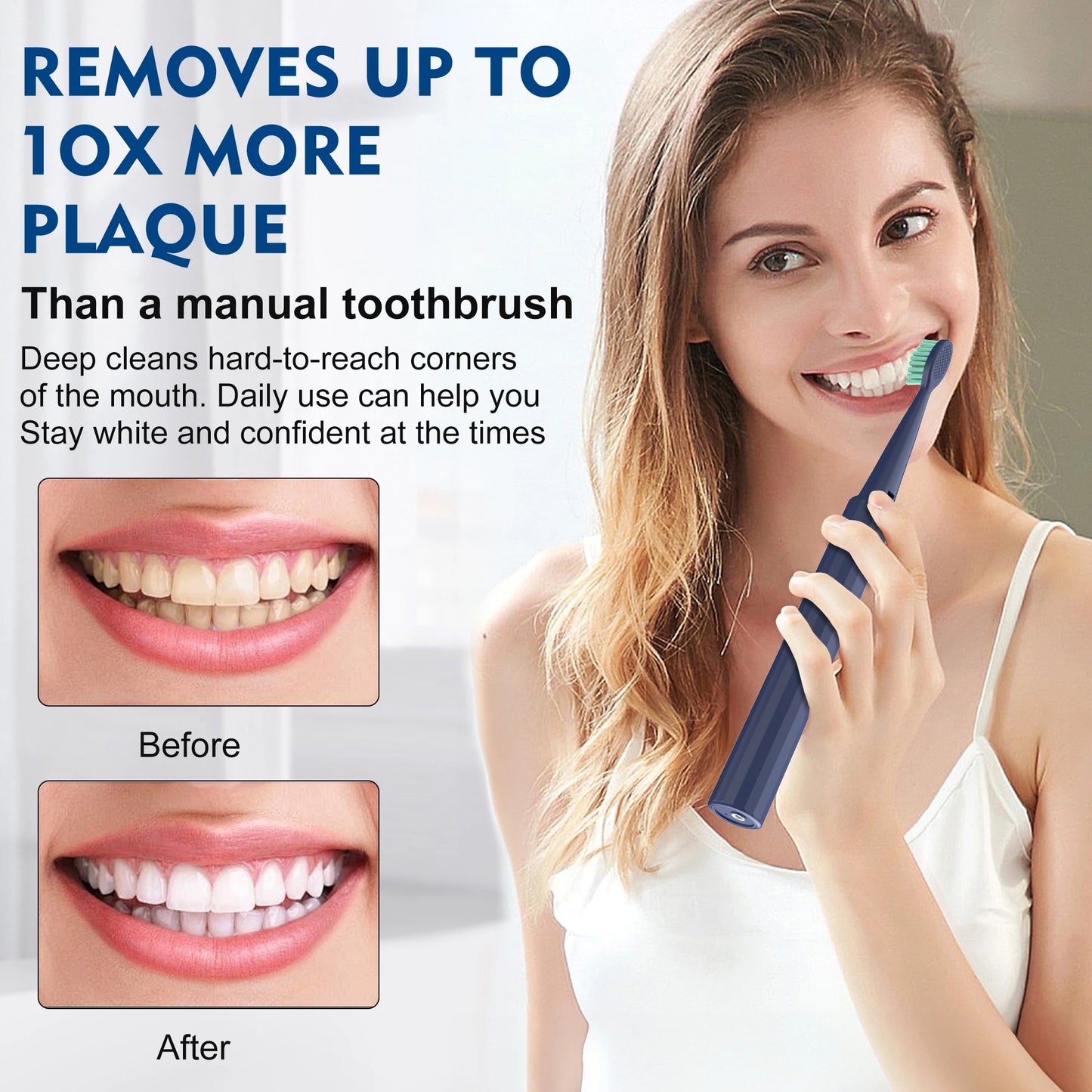 Electric Toothbrush With Smart Modes And 8 Replacement Heads