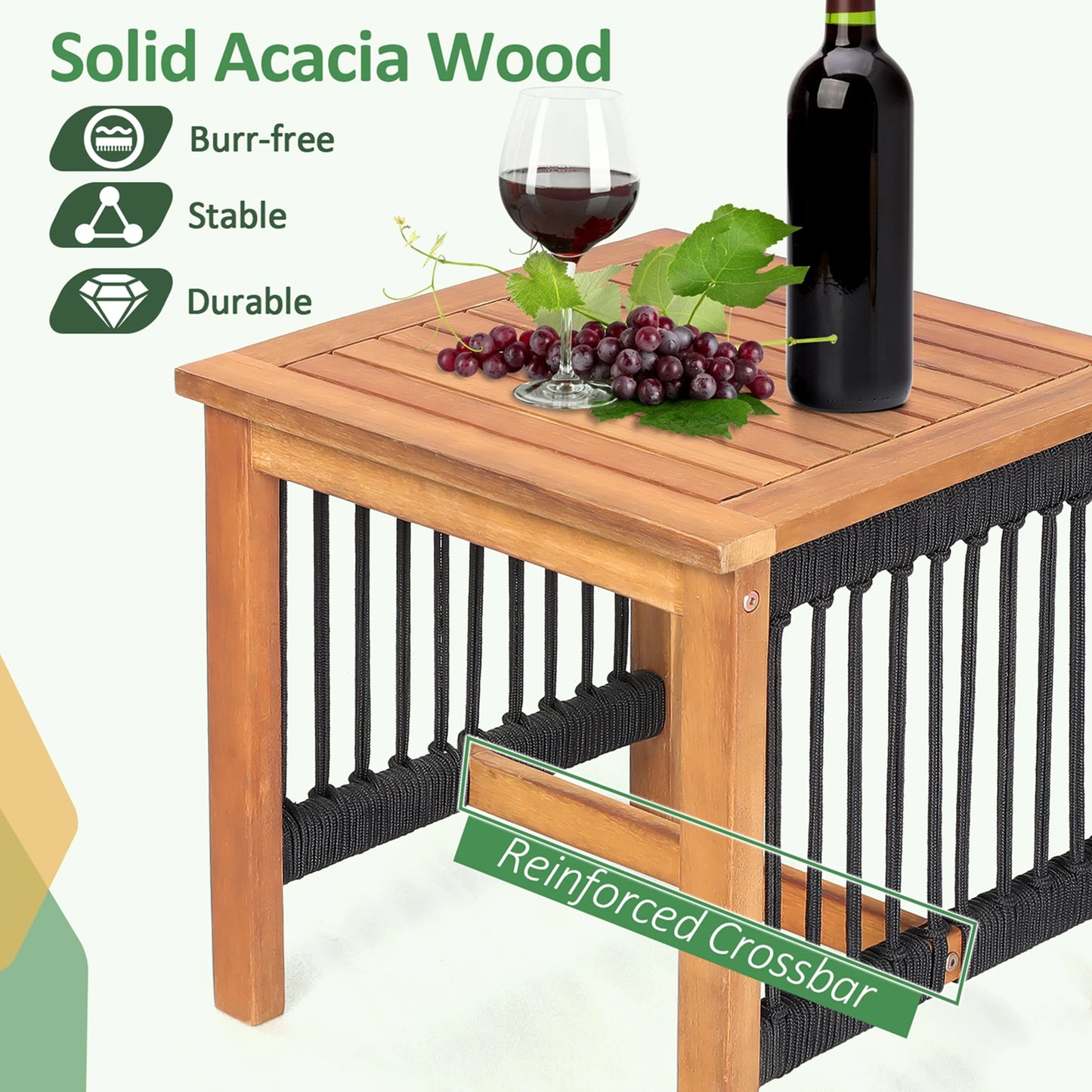 Acacia Wood Bistro Set for Stylish Outdoor Relaxation