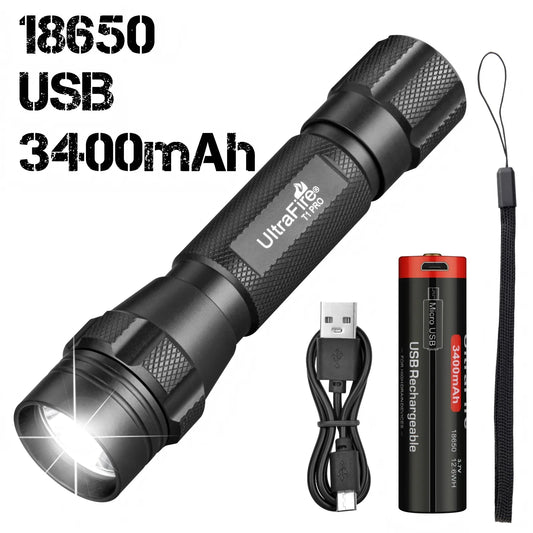 UltraFire T1 Pro Tactical Flashlight 1200 Lumens USB Rechargeable
