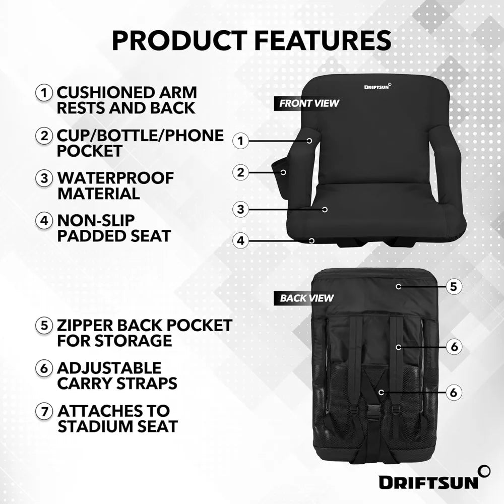 2 Pack Stadium Seats With Back Support Foldable Chairs