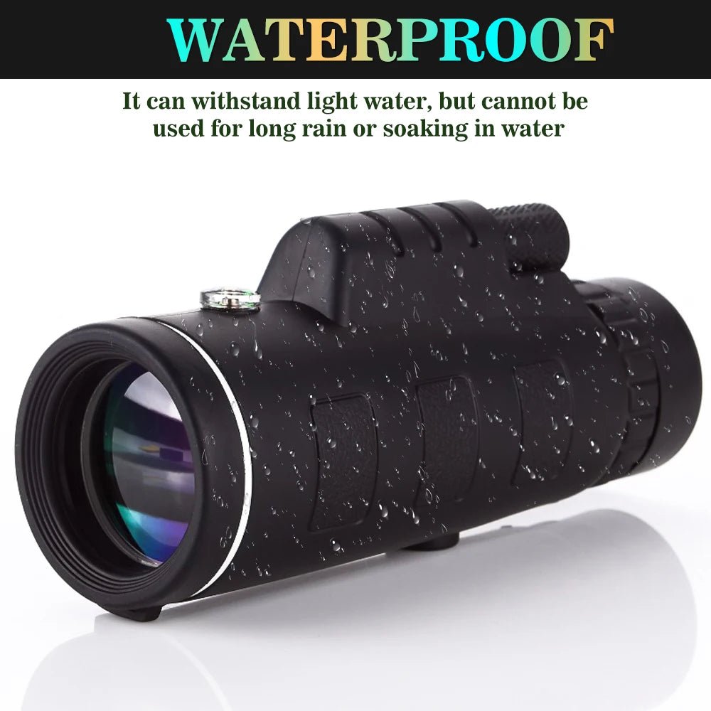 80x100 Zoom Monocular Telescope for Clear Long Range Viewing