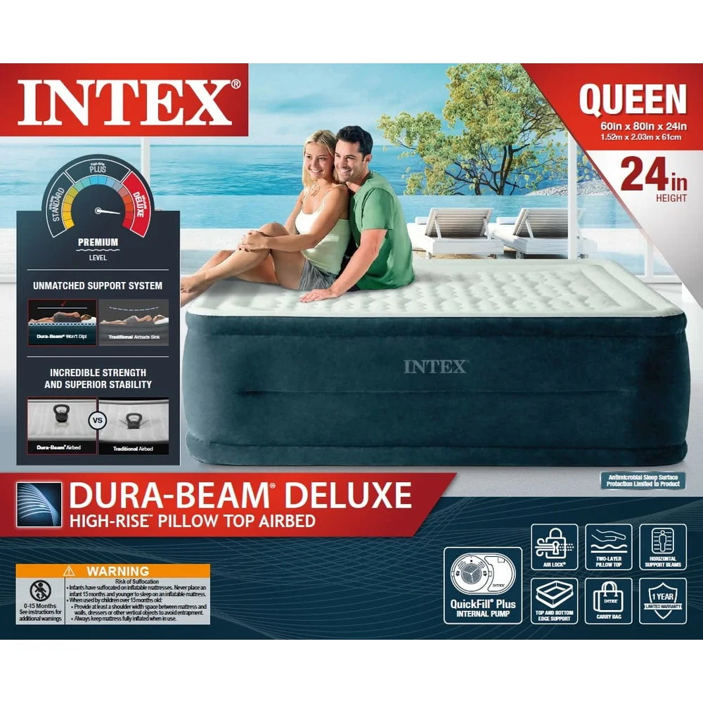 Queen Air Mattress With Built-In Pump Puncture Resistant