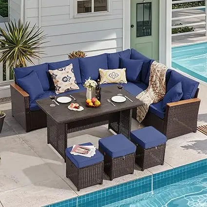 7-Piece Outdoor Patio Furniture Set with Thick Cushions