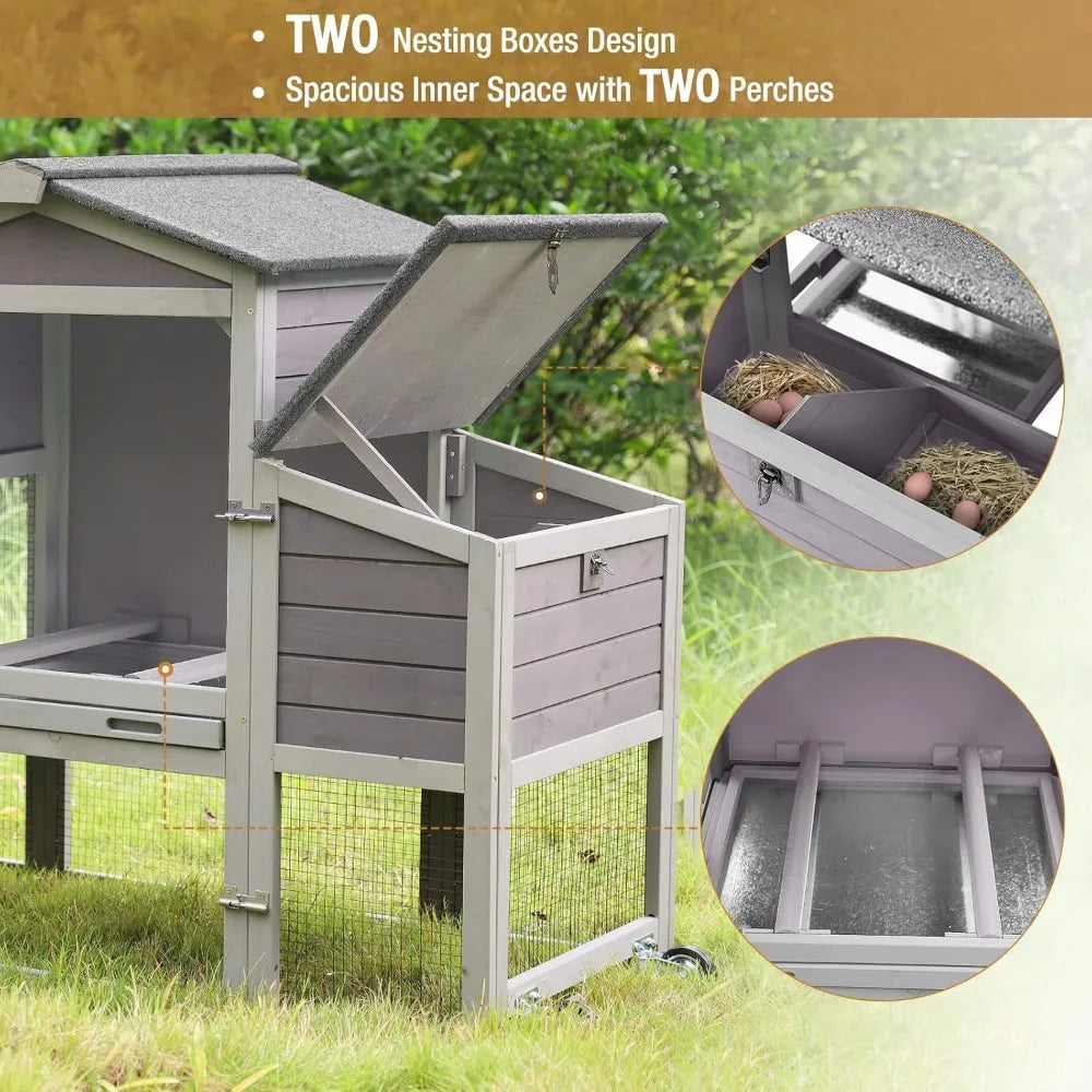Mobile Chicken Coop With Nesting Box On Casters XL