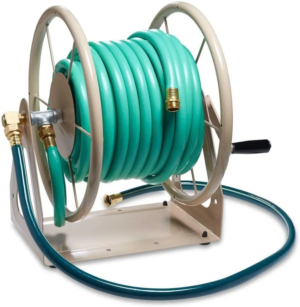 Steel Garden Hose Reel Wall Mount Holds 200 Feet Durable