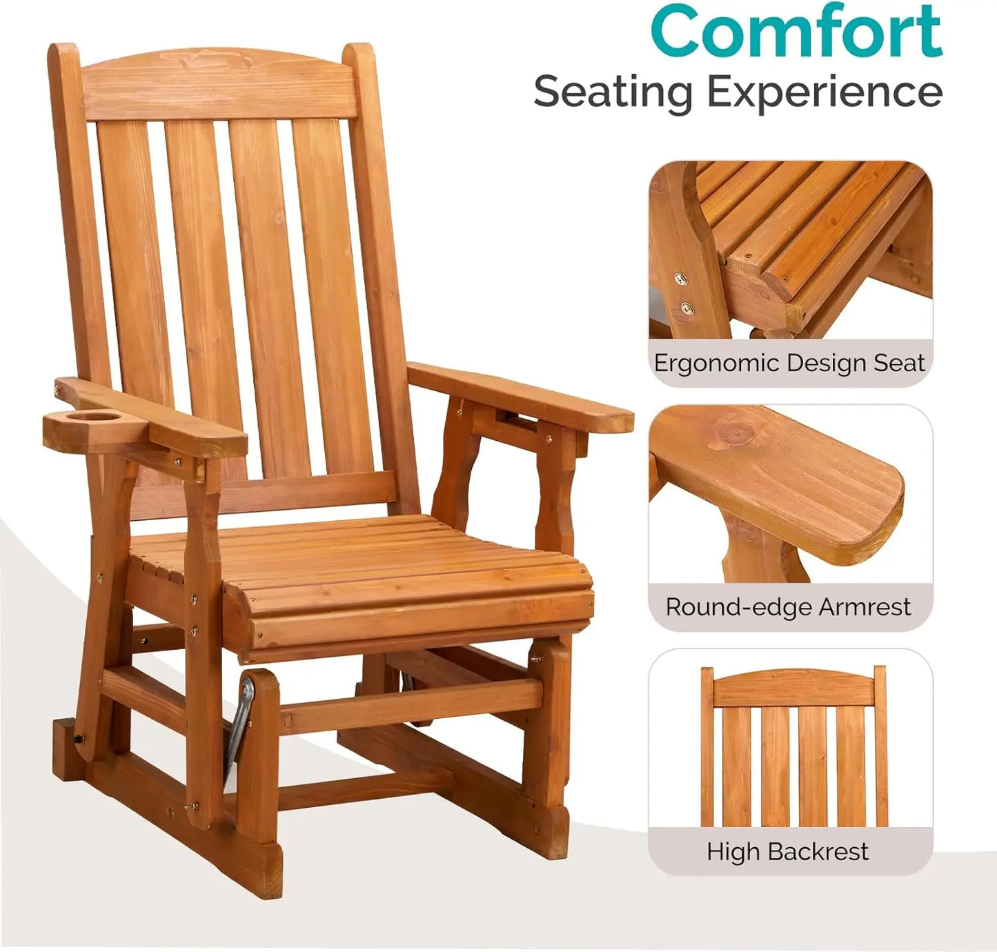 Heavy Duty Outdoor Glider Chair with Smooth Rocking Mechanism