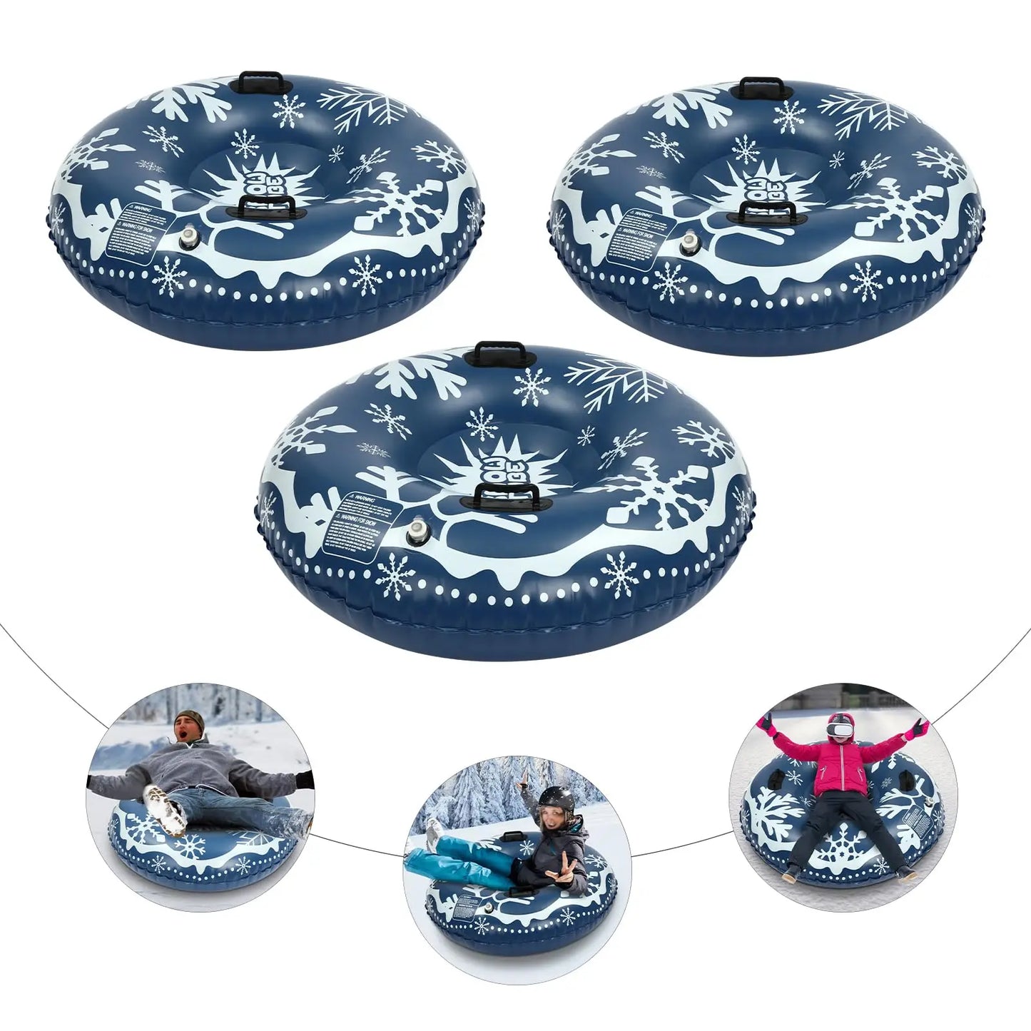 Heavy Duty Snow Tubes 40 Inch Sleds for Adults Portable