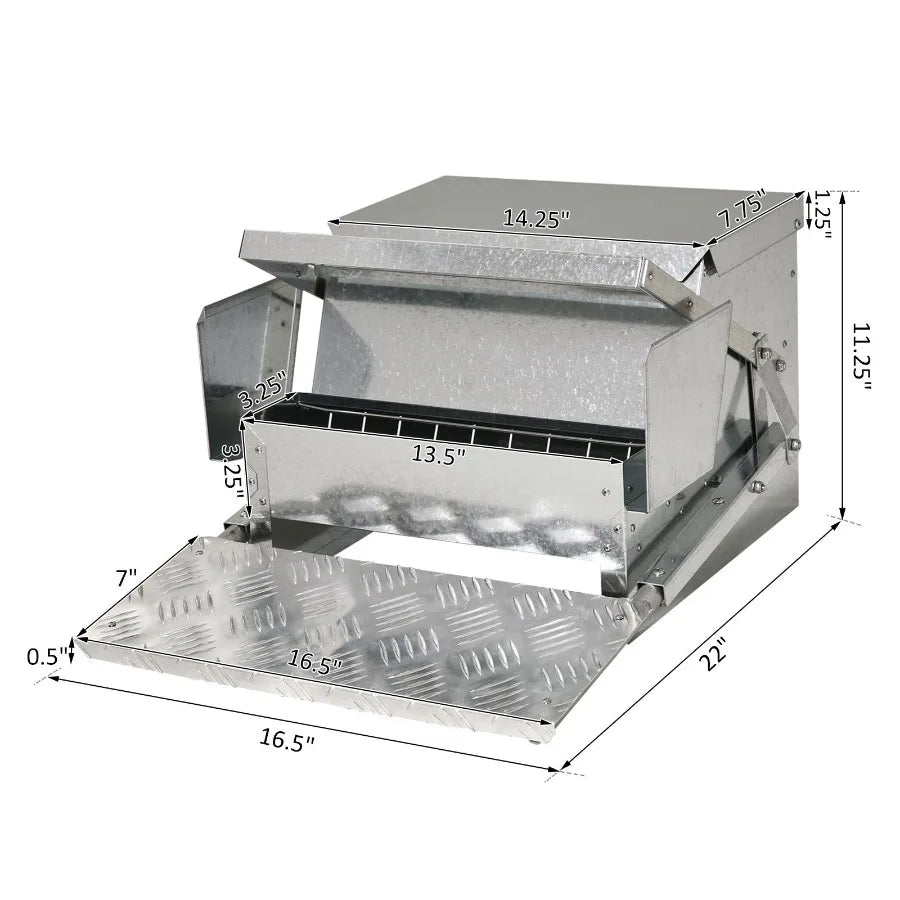 Automatic Chicken Feeder 30 Lb Capacity Galvanized Steel
