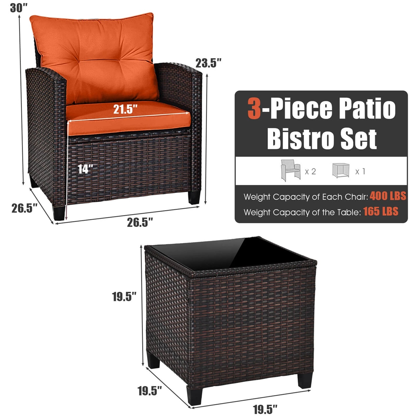 HOMASIS 3 Piece Outdoor Rattan Furniture Set for Stylish Comfort