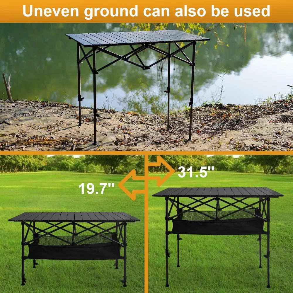 Foldable Camping Table With Adjustable Height For Outdoors