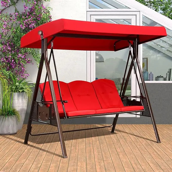 YANYING Deluxe Outdoor Patio Swing with Adjustable Canopy