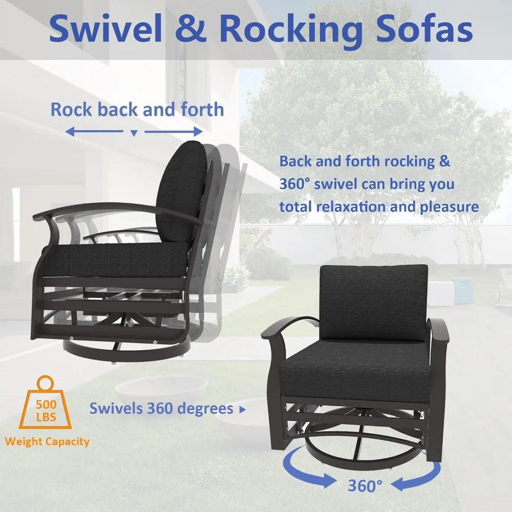 Aluminum Patio Furniture Set with Swivel Chairs for Modern Style