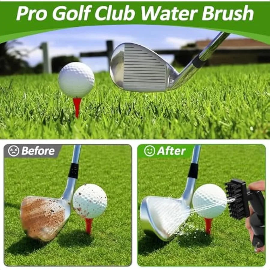 Premium Golf Towel And Club Cleaner Brush Set With Clip