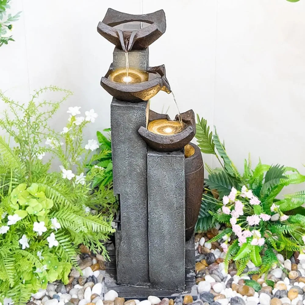 Outdoor Fountain with Lights for Serene Gardens
