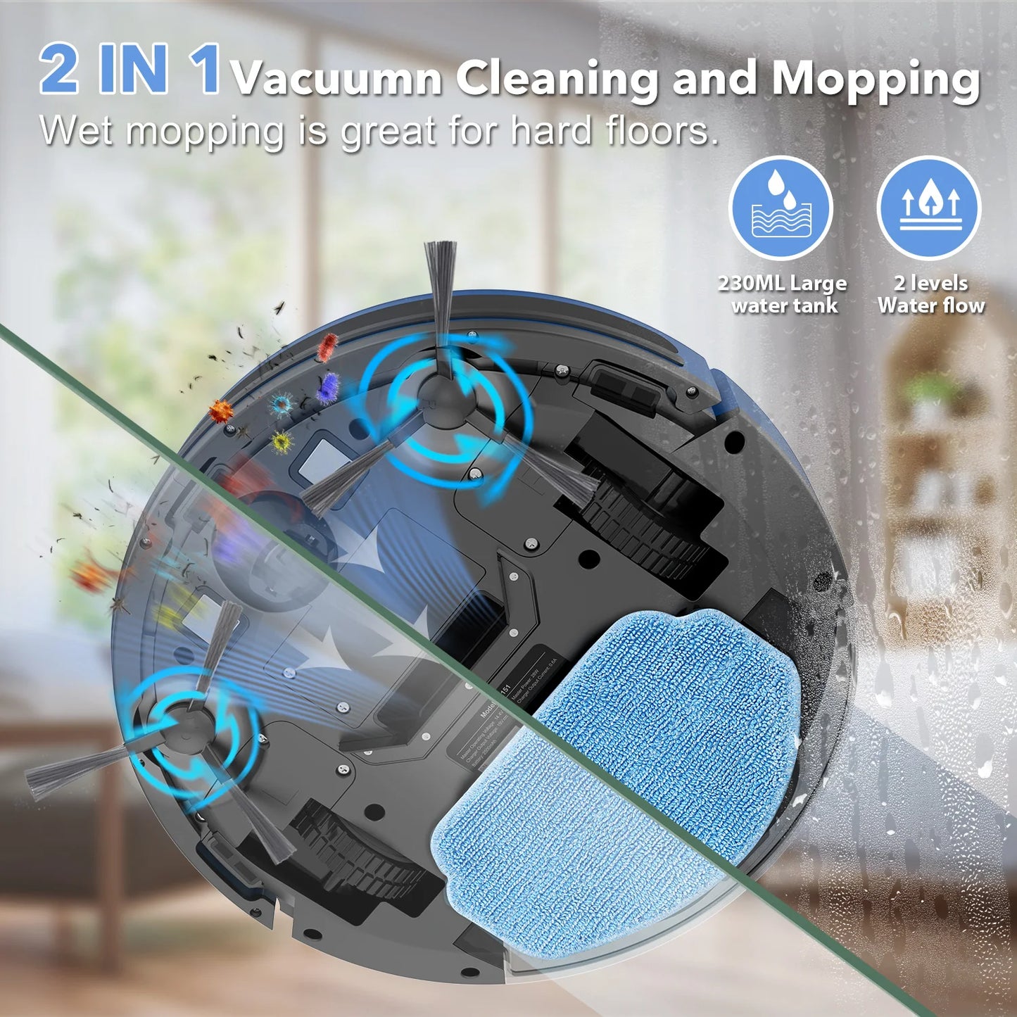 Rayfurn Robot Vacuum Cleaner App Control And Wet Mopping