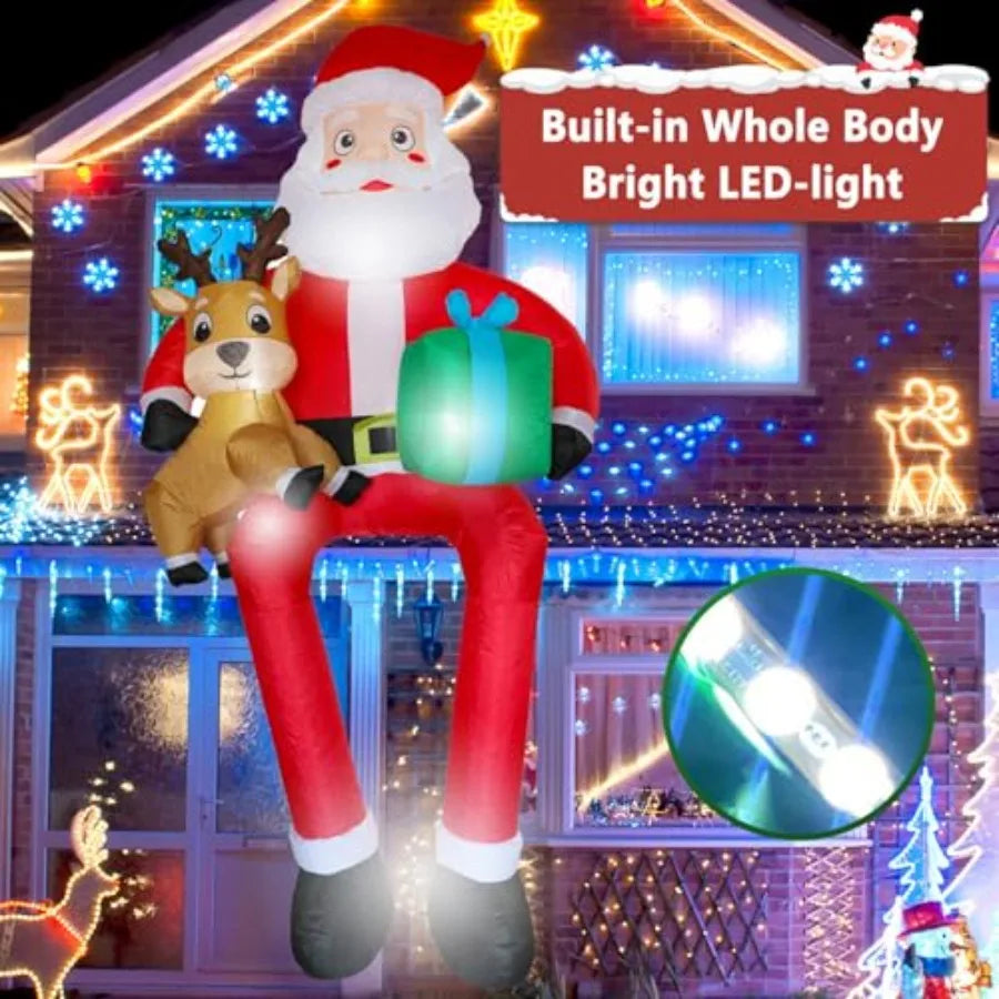 Sitting Santa Outdoor Inflatable With LED Lights Christmas