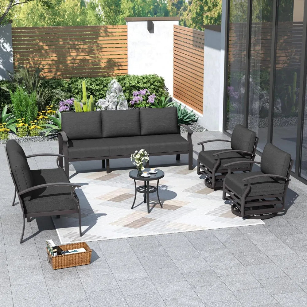 Aluminum Patio Furniture Set with Swivel Chairs for Modern Style