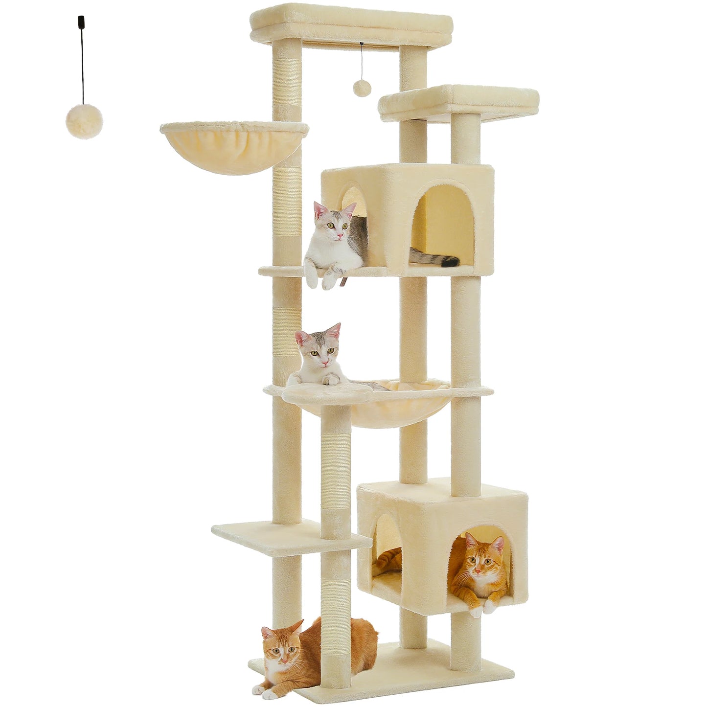 Large Cat Tree with Plush Condo and Scratching Posts