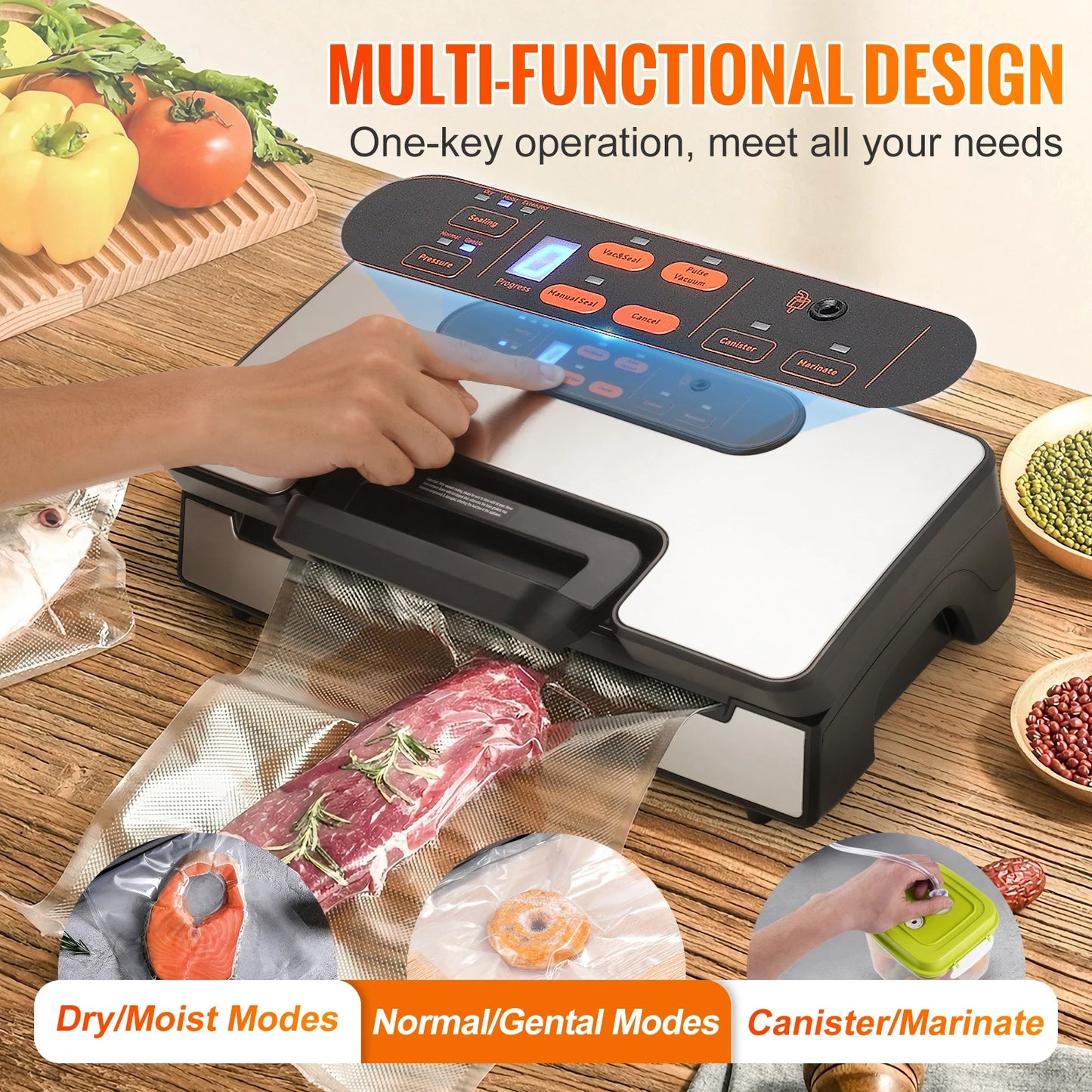 SucceBuy Vacuum Sealer 90Kpa With Free Bags For Fresh Food