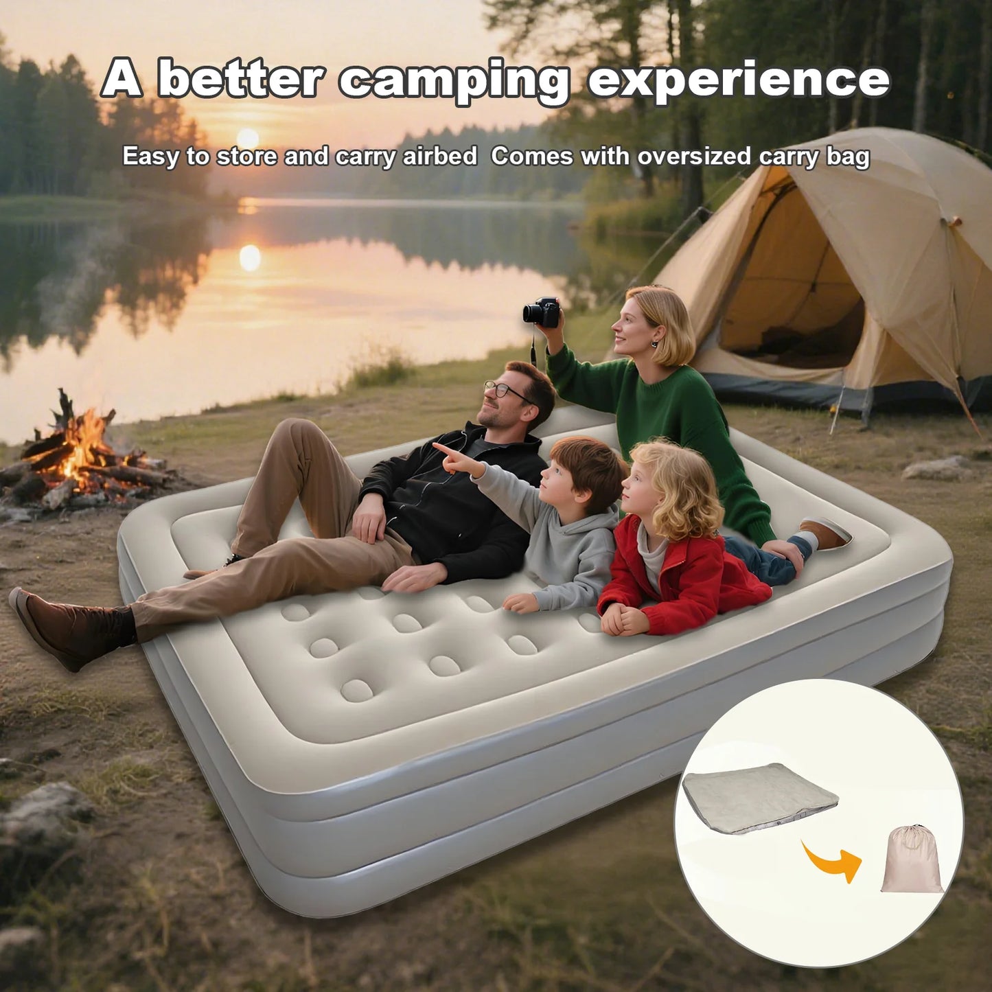 Automatic Inflatable Mattress With Built In Pump Portable Bed