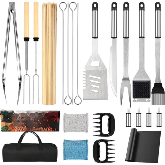 122PCS Premium Stainless Steel BBQ Grill Accessories Set